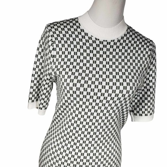 Abercrombie & Fitch size *Medium* Green & White Mockneck Mini Sweater Dress - Picture 3 of 8